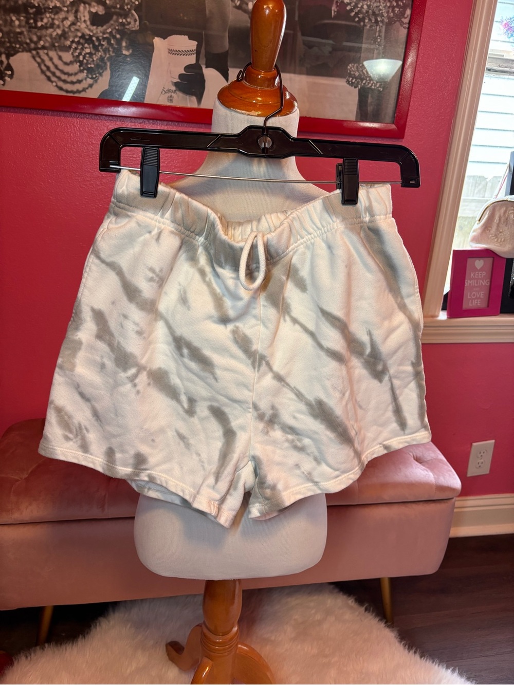 Good American Pink and Off-White Tie-Dye Lounge Shorts Size 3